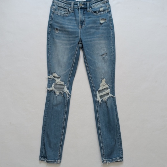 Vervet Denim - Vervet Blue Distressed High-rise Skinny Jeans